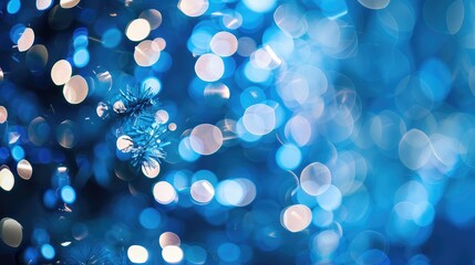 Wall Mural - Blurred blue abstract Christmas background