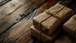 © The 2R Artificiality - Close up view of gift boxes in cartons on a wooden table background