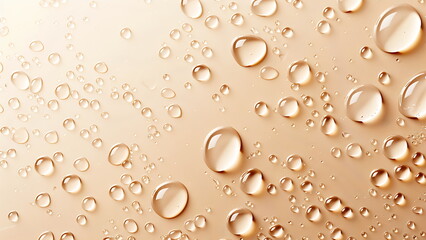 close up of water droplets on beige background