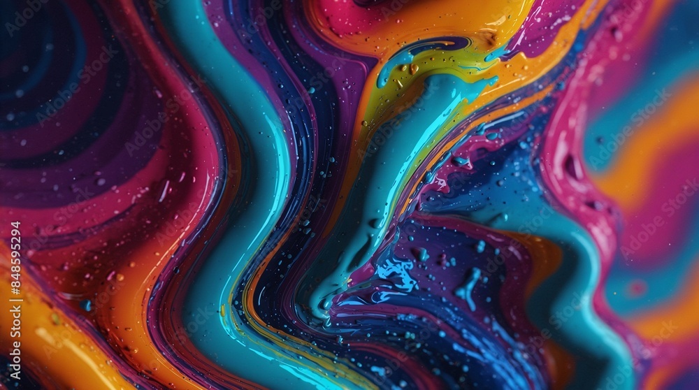 Abstract Fluid Art Featuring Vibrant Colors and Dynamic Swirls in a ...