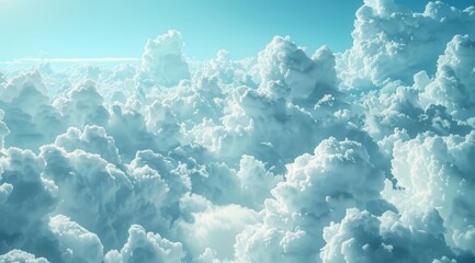 Wall Mural - serene blue sky with fluffy white clouds floating gently, representing tranquility, nature, and peac