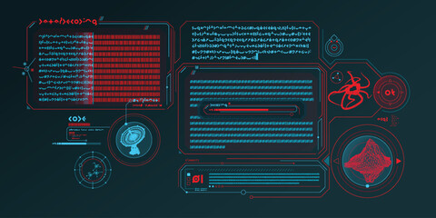 Wall Mural - sci-fi interface of data decoding program.