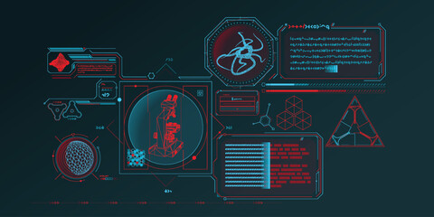 Wall Mural - exploration interface by sci-fi infographics.