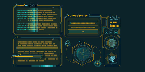 Wall Mural - sci-fi hud interface for data research.