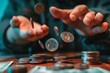© Raysalova - Person juggling coins and bills skillfully balancing cash flow management concept