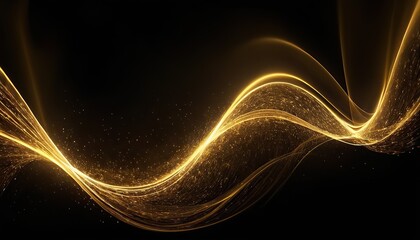 Sparkling luxury gold waves background on black background. Premium design for wallpaper