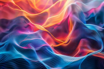Wall Mural - Abstract Digital Wave Pattern with Vibrant Colors and Dynamic Flow, Perfect for Modern Design and Technology Backgrounds