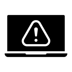 Poster - warning sign on laptop screen glyph icon