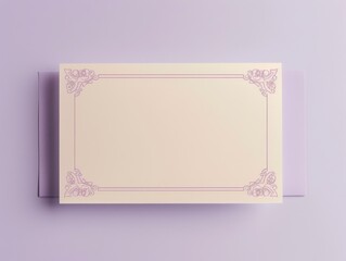 Mockup of a Shavuot-themed invitation card with decorative borders, isolated on a light purple background