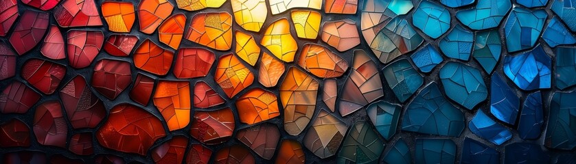 Abstract mosaic background in warm and cool tones.
