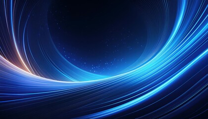 Wall Mural - Abstract Blue Wave Pattern with Glowing Curves and Light Effects