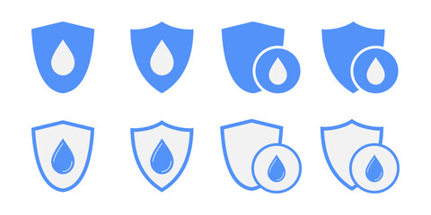 Wall Mural - waterproof icon set. shield and water symbol. modern design isolated on white background