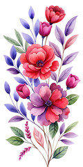 Wall Mural - Watercolor style image about a colorful floral arrangement isolated on transparent background