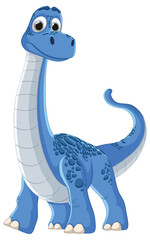 Sticker - Adorable blue dinosaur with big eyes