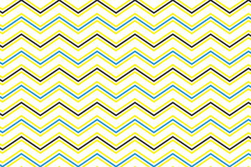 Canvas Print -  simple abstract yellow black blue color v shape zig zag line pattern a seamless pattern of colorful stripes with a yellow background