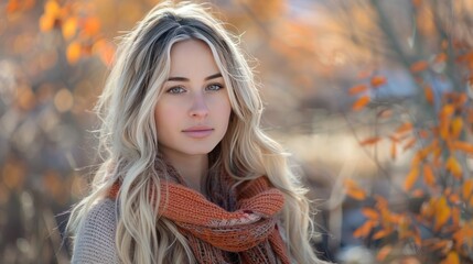 Wall Mural - Blond Woman in Autumnal Setting