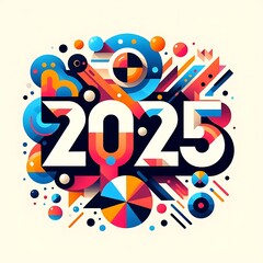 Poster - flat vector 2025 Happy New Year