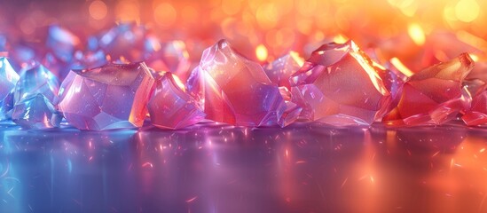Wall Mural - Crystals Glowing in Orange and Blue Light