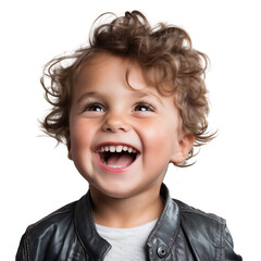Poster - Portrait of a happy kid smiling and laughing, isolated on transparent background