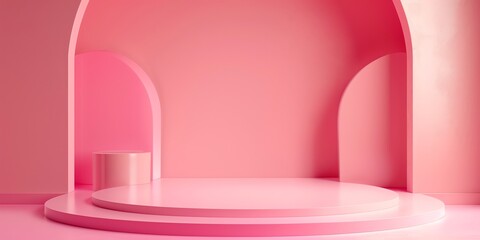 photo podium stage product mockup studio colors pink, design, stage, product, podium, background, empty,  HD, 2:1