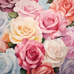 Poster - A bouquet of colorful roses