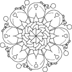 Wall Mural - back mandala line art coloring book page