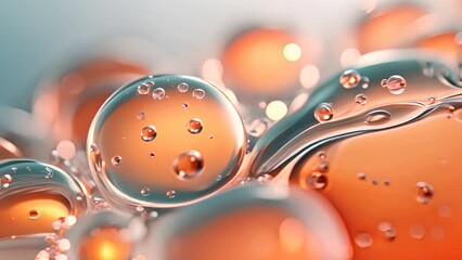 Poster - Transparent  soap bubbles flying on abstract background. Brightly colored or round glass beads