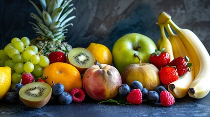 Wall Mural - Fruits. Healthy food concept. Fresh food