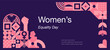 © Наталья Косаревич - Women's Equality Day. August. Geometric template,web banner dedicated to women's history month. The concept of women's equality day. Poster, greeting card, banner and background. Vector illustration