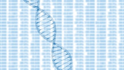 Wall Mural - Loop dna rotation on white blue blurred business data background.