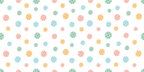 Pickleball seamless pattern with balls on white background. Hand drawn vector ornament for print, banner, card, fabric, cover, wrapping paper, wallpaper