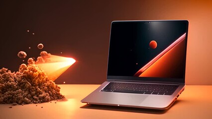 Rocket Launching From Laptop Screen Generative AI