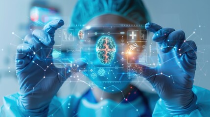 Medical technology, doctor use AI robots for diagnosis, care, and increasing accuracy patient treatment in future