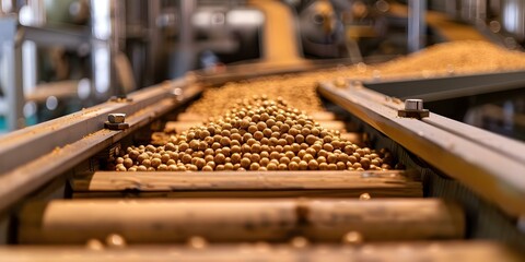 Sticker - Precision Movement of Pellets Achieved Through Wooden Conveyor System. Concept Wooden Conveyors, Pellet Handling, Precision Movement, Industrial Automation