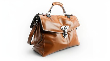 Wall Mural - brown leather handbag with a metal handle