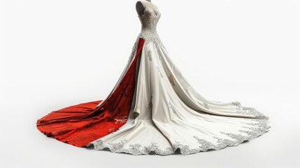 Wall Mural - wedding dress with a red and white train