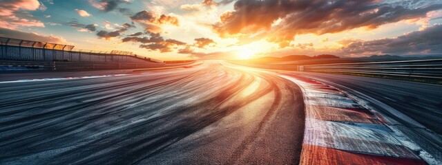 Wall Mural - Race track background sunlight sky background