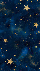 A blue and gold star pattern on a dark background.