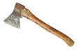 © Сергей Васильченко - An old axe isolated on a white background. An axe of a classic shape with a wooden handle.