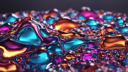 a colorful, abstract, metallic surface with a bumpy texture.

