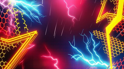 Wall Mural - Vibrant electric abstract background with neon lights and energetic lightning effects, ideal for modern and dynamic design concepts.