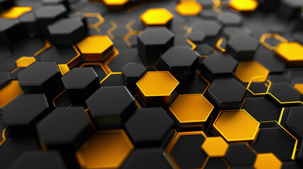 Canvas Print - yellow black hexagon abstract simple background design