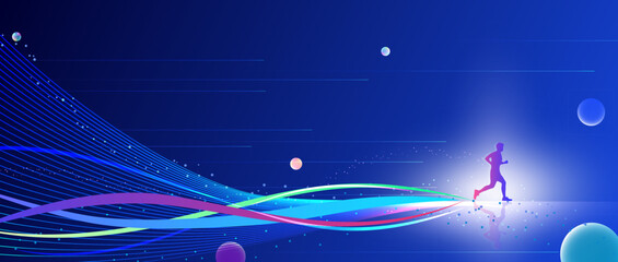 Wall Mural - abstract technological background of running people