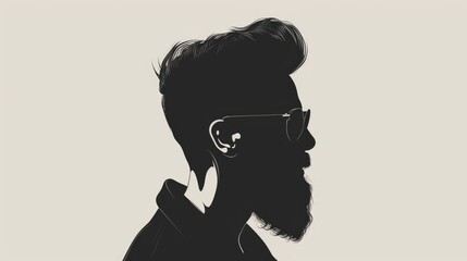 Poster - An illustration of a stylish modern man also known as a dude or hipster icon in 2d format featuring a sleek black design set against a white background