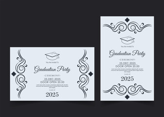 Wall Mural - graduation invitation with ornament template