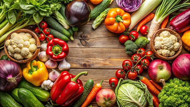 background featuring a variety of fresh vegetables, vegetables, background, produce, healthy, colorf