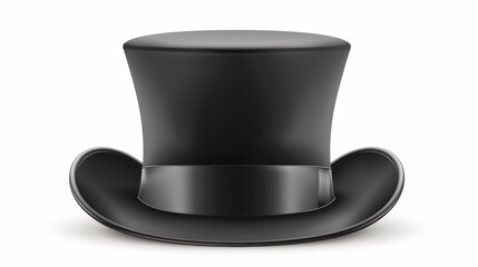 Cylinder black top hat isolated on transparent or white background. accessory on white background. 