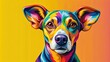 © surapong - Colorful minimalist design of a dog in a retro pop art style, perfect for wall decor and interior decoration, colorful