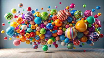 Wall Mural - Abstract colorful objects floating in empty space, abstract, colorful, objects, floating, empty, space, design, vibrant