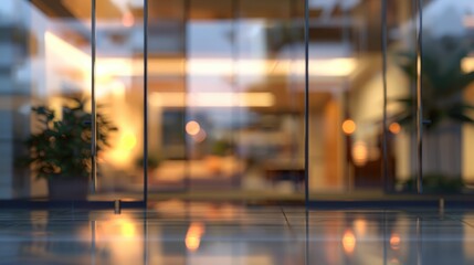 Wall Mural - Blurred empty hotel building with glass windows and space for background